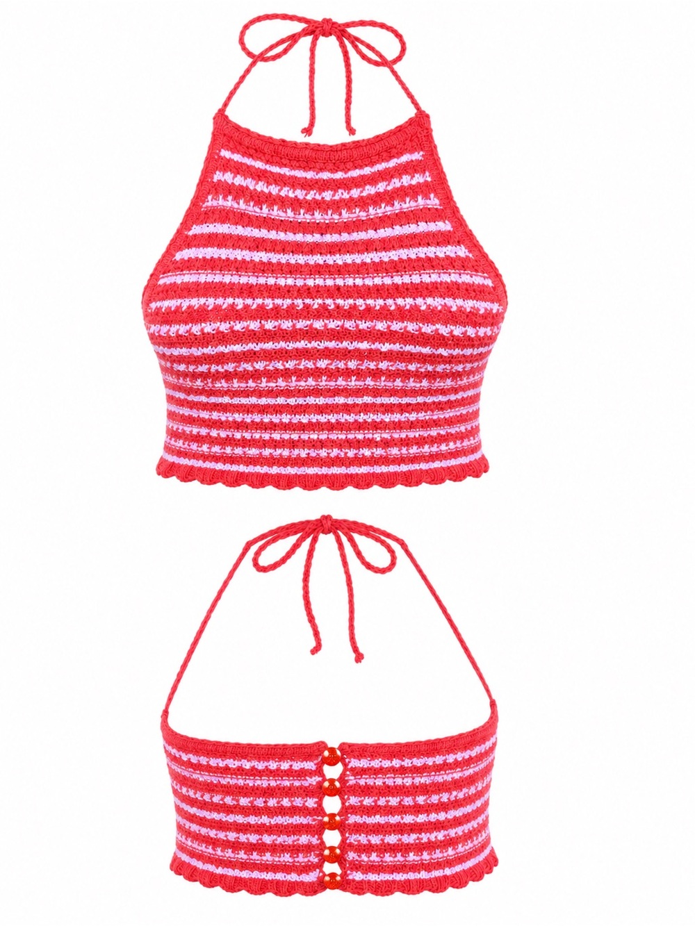 Urban Outfitters Crochet Halter Crop Top Barbiecore Y2K Festival Mermaid Medium
